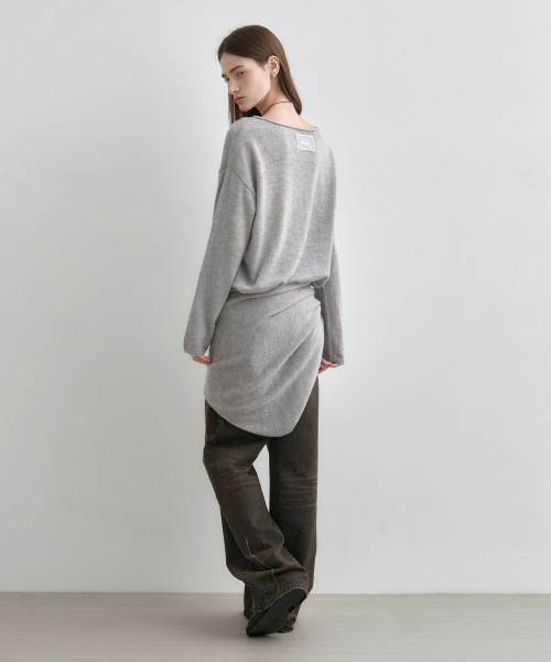 MONGDOL(モンドル)の「ルーズアルパカボートネックニットトップグレーMDKT119GRAY(ニット/セーター・レディース・その他・F)」の4枚目の写真