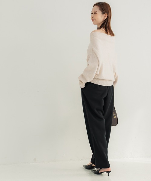 coca(coca)(コカ)の「縮絨ニットワンショルダートップス(ニット/セーター・レディース・ライトベージュ/チャコール・L/M)」の11枚目の写真