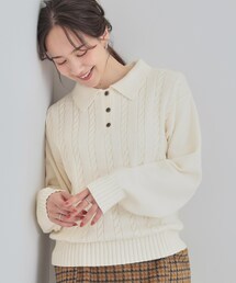 DRESKIP | 【S-LL】配色ボタンがポイント 襟付きケーブルニット(ニット/セーター)