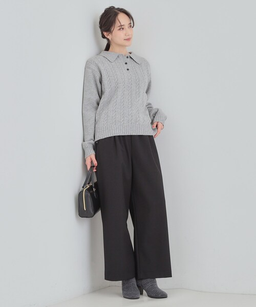 DRESKIP（ドレスキップ）の「【S-LL】配色ボタンがポイント 襟付きケーブルニット（ニット/セーター・レディース・オフホワイト/グレー/ワインレッド・04/03/02/01）」の13枚目の写真