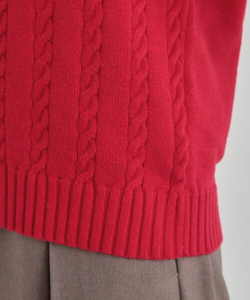 DRESKIP（ドレスキップ）の「【S-LL】配色ボタンがポイント 襟付きケーブルニット（ニット/セーター・レディース・オフホワイト/グレー/ワインレッド・04/03/02/01）」の21枚目の写真