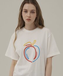 リラックスフィットピーチプリントTシャツ[ホワイト]