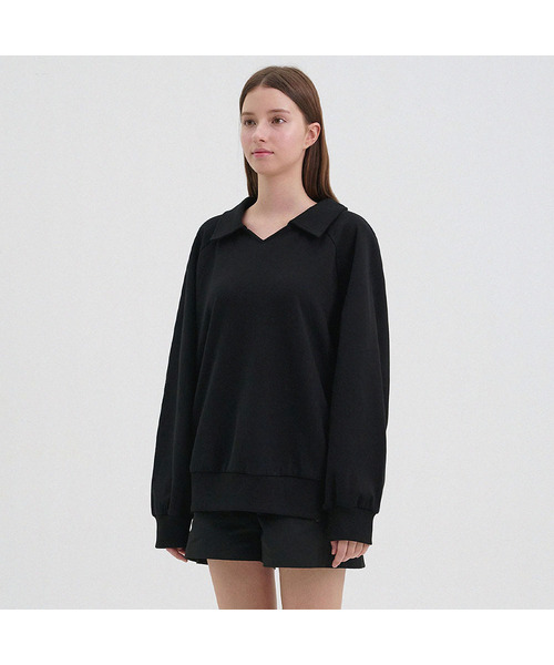MICANE（ミケーネ）の「クーパーオープンカラー スウェットシャツ（スウェット・レディース・グレー/ブラック・SMALL/MEDIUM/LARGE）」の2枚目の写真