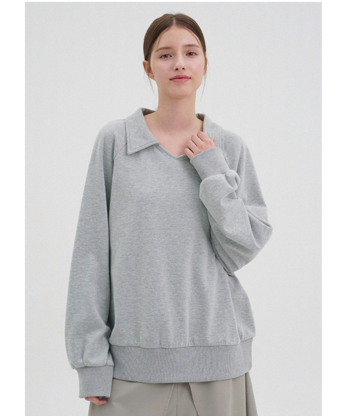 MICANE（ミケーネ）の「クーパーオープンカラー スウェットシャツ（スウェット・レディース・グレー/ブラック・SMALL/MEDIUM/LARGE）」の3枚目の写真
