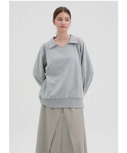 MICANE（ミケーネ）の「クーパーオープンカラー スウェットシャツ（スウェット・レディース・グレー/ブラック・SMALL/MEDIUM/LARGE）」の4枚目の写真
