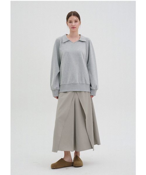 MICANE（ミケーネ）の「クーパーオープンカラー スウェットシャツ（スウェット・レディース・グレー/ブラック・SMALL/MEDIUM/LARGE）」の6枚目の写真