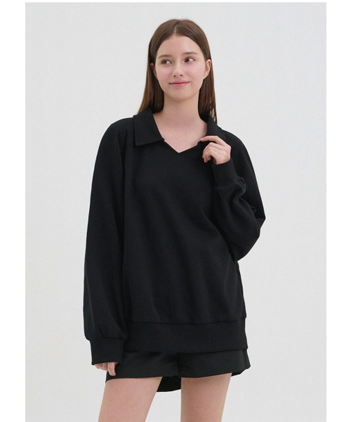 MICANE（ミケーネ）の「クーパーオープンカラー スウェットシャツ（スウェット・レディース・グレー/ブラック・SMALL/MEDIUM/LARGE）」の7枚目の写真