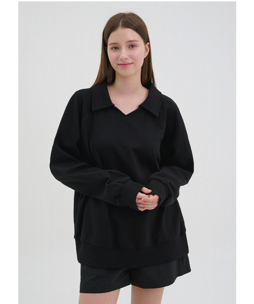 MICANE（ミケーネ）の「クーパーオープンカラー スウェットシャツ（スウェット・レディース・グレー/ブラック・SMALL/MEDIUM/LARGE）」の8枚目の写真