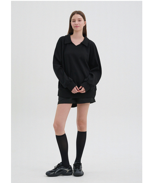 MICANE（ミケーネ）の「クーパーオープンカラー スウェットシャツ（スウェット・レディース・グレー/ブラック・SMALL/MEDIUM/LARGE）」の9枚目の写真