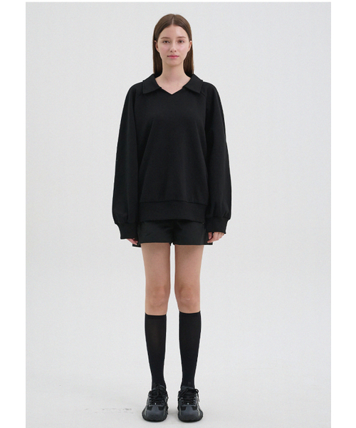 MICANE（ミケーネ）の「クーパーオープンカラー スウェットシャツ（スウェット・レディース・グレー/ブラック・SMALL/MEDIUM/LARGE）」の10枚目の写真
