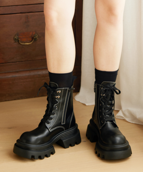 CESTI(セスティ)の「トラックステッチウォーカーブーツ (ブラック)(ブーツ・レディース・ブラック・25cm/24.5cm/22.5cm/23cm/23.5cm/24cm)」の4枚目の写真