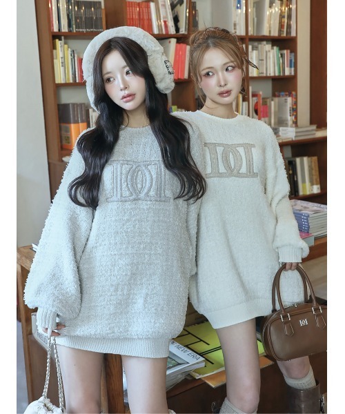 ダーリッチ　DDロゴツイードニットプルオーバー　WHT ダーリッチ Darich DDロゴツイードニットプルオーバー （ホワイト