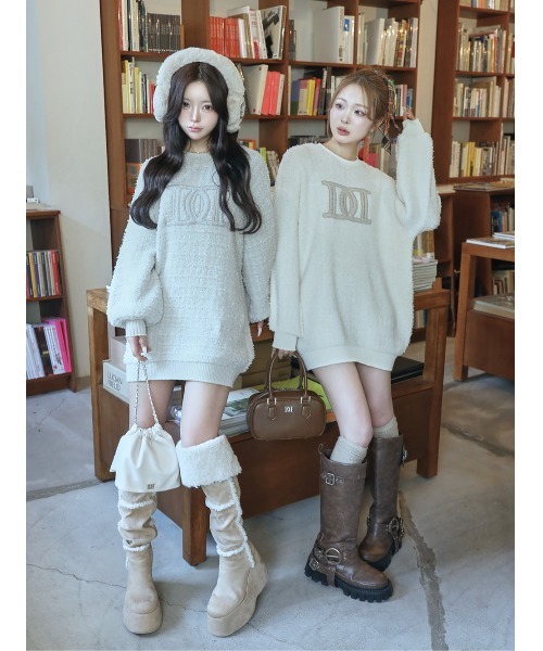 ダーリッチ　DDロゴツイードニットプルオーバー　WHT DDロゴツイードニットプルオーバー – Darich (ダーリッチ)