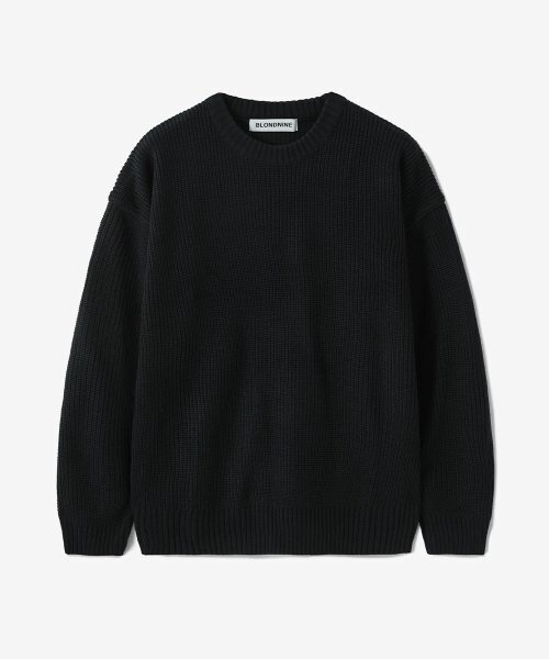 BLOND9(ブロンドナイン)の「クルーネックリブニットセーター_ブラック(ニット/セーター・レディース・ブラック・SMALL/MEDIUM/LARGE/X-LARGE/XX-LARGE/X-SMALL)」の1枚目の写真