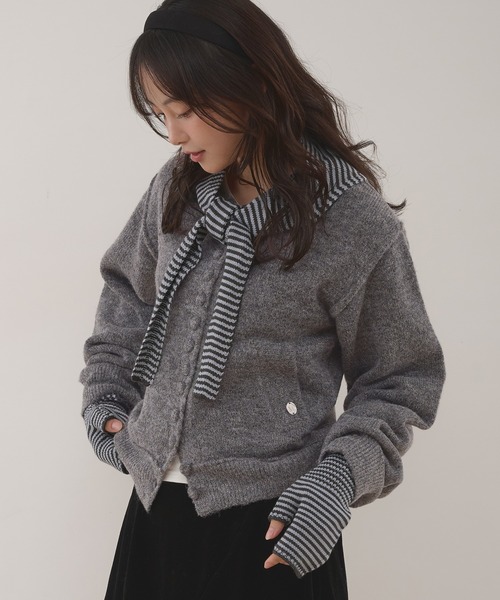 MUHET（ミュエータ）の「covered-button crew neck cardigan / クルミボタンカーディガン（カーディガン/ボレロ・レディース・ブラウン/ベージュ/ライトブルー/チャコールグレー・FREE）」の16枚目の写真
