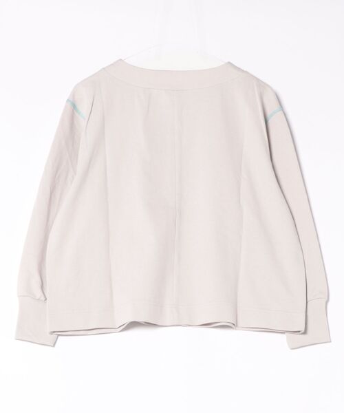 Q（キュー）の「ミニ裏毛ラインボックスカーデ（カーディガン/ボレロ・レディース・ライトグレー/ネイビー・MEDIUM）」の9枚目の写真