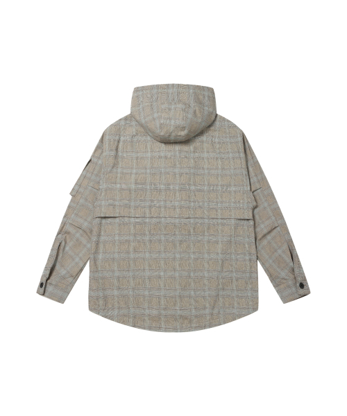 SOLEW(ソル)の「TR フードパーカー ウィンドブレーカー_チェックブルー(ナイロンジャケット・メンズ・その他・SMALL/MEDIUM/LARGE/X-LARGE)」の2枚目の写真