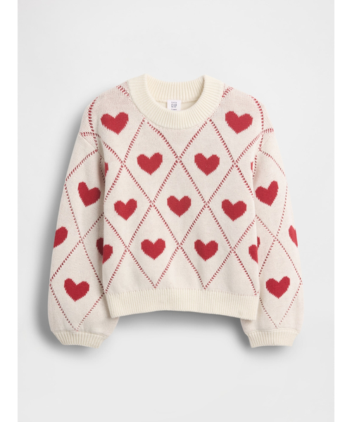 GAP（ギャップ）の「クルーネックセーター (幼児・ベビー)（ニット/セーター・キッズ・ネイビー/ピンク/ホワイト×レッド・110cm/105cm/100cm/95cm/90cm/80ｃｍ/70cm）」の2枚目の写真