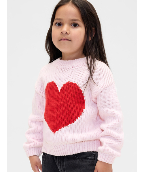 GAP（ギャップ）の「クルーネックセーター (幼児・ベビー)（ニット/セーター・キッズ・ネイビー/ピンク/ホワイト×レッド・110cm/105cm/100cm/95cm/90cm/80ｃｍ/70cm）」の3枚目の写真