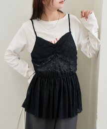 Vギャザーレースキャミソール