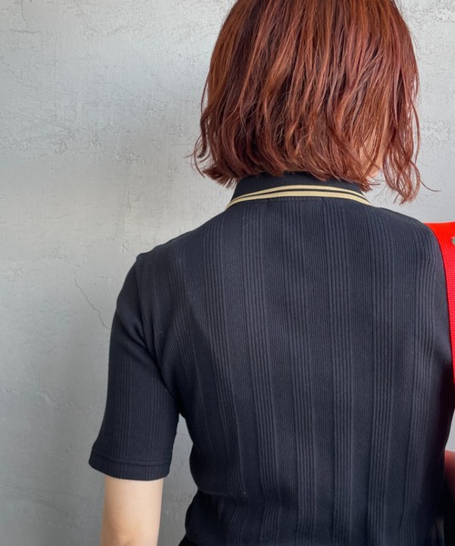 FRED PERRY（フレッドペリー）の「[FRED PERRY/フレッドペリー] 別注 ツインティップライン リブポロシャツ（ポロシャツ・レディース・オートミール/キナリ/チャコールグレー/ブラック・8/10）」の9枚目の写真