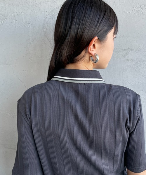 FRED PERRY（フレッドペリー）の「[FRED PERRY/フレッドペリー] 別注 ツインティップライン リブポロシャツ（ポロシャツ・レディース・オートミール/キナリ/チャコールグレー/ブラック・8/10）」の18枚目の写真