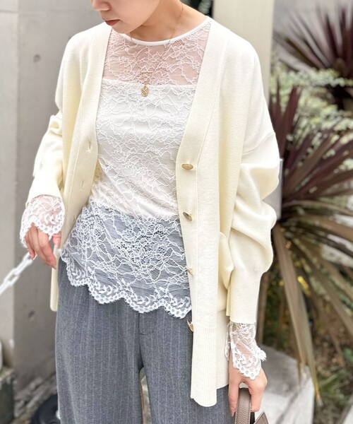 NOLLEY’S Sophi（ノーリーズソフィ）の「ウォッシャブルラッセルレースＴブラウス（シャツ/ブラウス・レディース・ホワイト・38）」の2枚目の写真