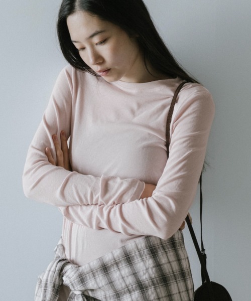 duei(デュイ)の「ベーシックシアーロングスリーブTシャツ(Tシャツ/カットソー・レディース・ライトブルー/ピンク/ホワイト・FREE)」の3枚目の写真