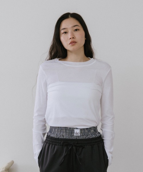 duei(デュイ)の「ベーシックシアーロングスリーブTシャツ(Tシャツ/カットソー・レディース・ライトブルー/ピンク/ホワイト・FREE)」の9枚目の写真