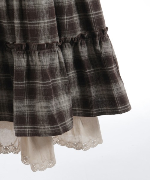 axes femme(アクシーズファム)の「コットンレースチェックジャンパースカート(ワンピース・レディース・ダークブラウン/ブルー/オレンジ・FREE)」の22枚目の写真