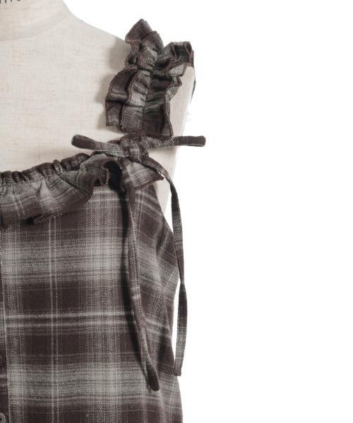 axes femme(アクシーズファム)の「コットンレースチェックジャンパースカート(ワンピース・レディース・ダークブラウン/ブルー/オレンジ・FREE)」の13枚目の写真