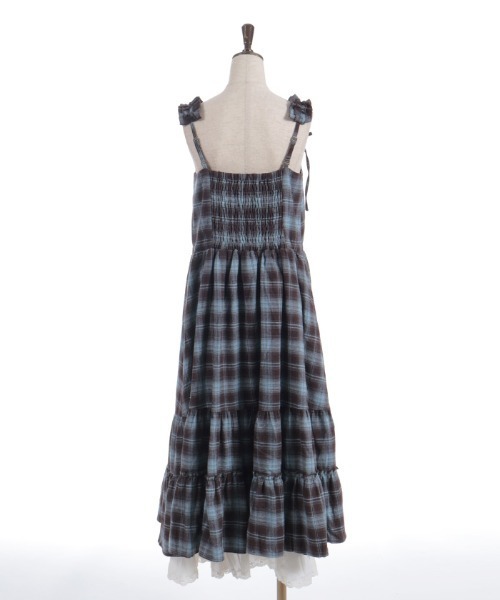 axes femme(アクシーズファム)の「コットンレースチェックジャンパースカート(ワンピース・レディース・ダークブラウン/ブルー/オレンジ・FREE)」の16枚目の写真