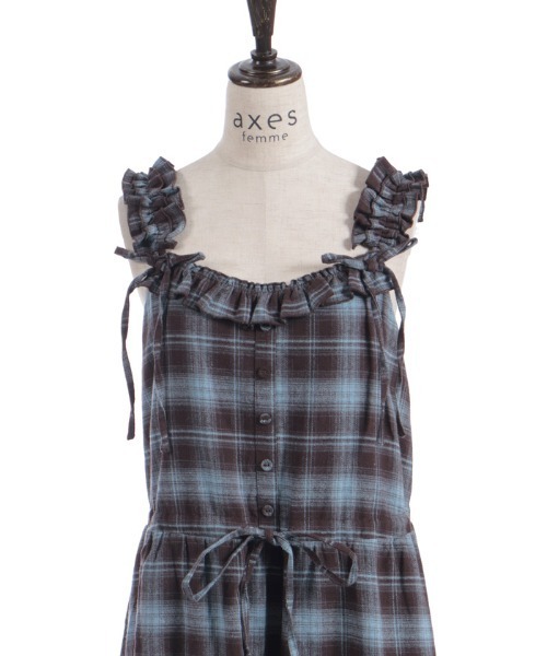 axes femme(アクシーズファム)の「コットンレースチェックジャンパースカート(ワンピース・レディース・ダークブラウン/ブルー/オレンジ・FREE)」の17枚目の写真