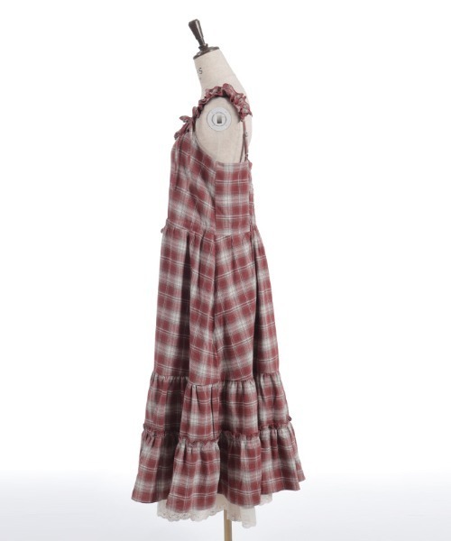 axes femme(アクシーズファム)の「コットンレースチェックジャンパースカート(ワンピース・レディース・ダークブラウン/ブルー/オレンジ・FREE)」の9枚目の写真