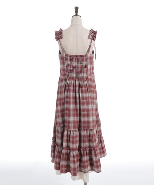 axes femme(アクシーズファム)の「コットンレースチェックジャンパースカート(ワンピース・レディース・ダークブラウン/ブルー/オレンジ・FREE)」の10枚目の写真