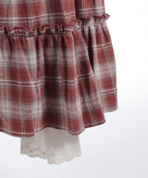 axes femme(アクシーズファム)の「コットンレースチェックジャンパースカート(ワンピース・レディース・ダークブラウン/ブルー/オレンジ・FREE)」の12枚目の写真