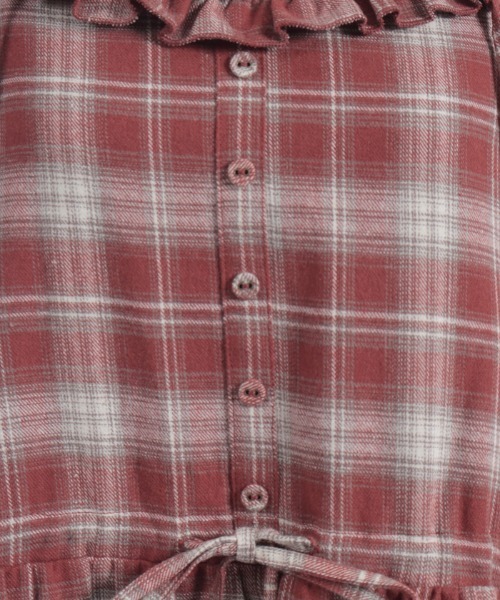 axes femme(アクシーズファム)の「コットンレースチェックジャンパースカート(ワンピース・レディース・ダークブラウン/ブルー/オレンジ・FREE)」の4枚目の写真