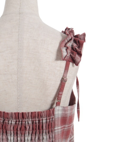 axes femme(アクシーズファム)の「コットンレースチェックジャンパースカート(ワンピース・レディース・ダークブラウン/ブルー/オレンジ・FREE)」の5枚目の写真