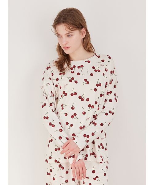 チェリー柄ロンT（ルームウェア/パジャマ）｜gelato pique（ジェラート