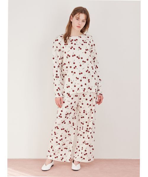 チェリー柄ロンT（ルームウェア/パジャマ）｜gelato pique（ジェラート