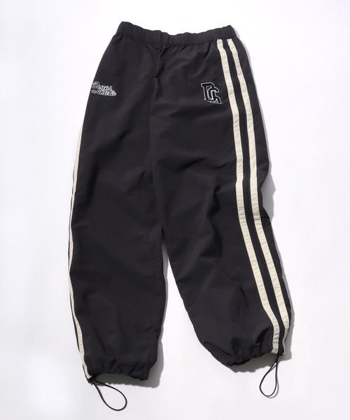 DISCUS（ディスカス）の「2026SS DISCUS/ディスカス ナイロン ワンポイントロゴ刺繍 サイドライン ワイドトラックパンツ レディース メンズ（その他パンツ・メンズ・アイボリー/ブラック/ベージュ/ネイビー・M/L/LL）」の2枚目の写真