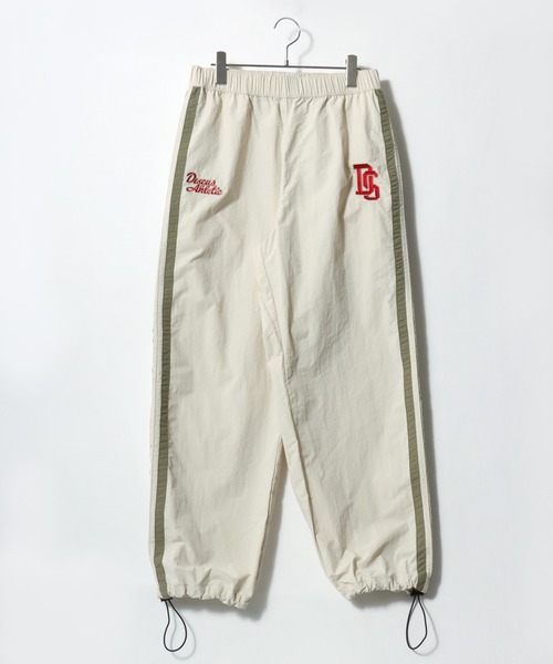 DISCUS（ディスカス）の「2026SS DISCUS/ディスカス ナイロン ワンポイントロゴ刺繍 サイドライン ワイドトラックパンツ レディース メンズ（その他パンツ・メンズ・アイボリー/ブラック/ベージュ/ネイビー・M/L/LL）」の5枚目の写真
