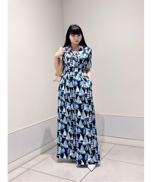 LOULOU WILLOUGHBY（ルルウィルビー）の「【LOULOU WILLOUGHBY】RATTIマリーナプリントオールインワン（つなぎ/オールインワン・レディース・ブルー系その他/マルチ・1/2）」の3枚目の写真
