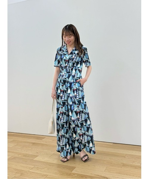 LOULOU WILLOUGHBY（ルルウィルビー）の「【LOULOU WILLOUGHBY】RATTIマリーナプリントオールインワン（つなぎ/オールインワン・レディース・ブルー系その他/マルチ・1/2）」の4枚目の写真