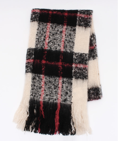 ikka（イッカ）の「シャギーチェックマフラー（マフラー・レディース・ブルー/ブラック・FREE）」の2枚目の写真