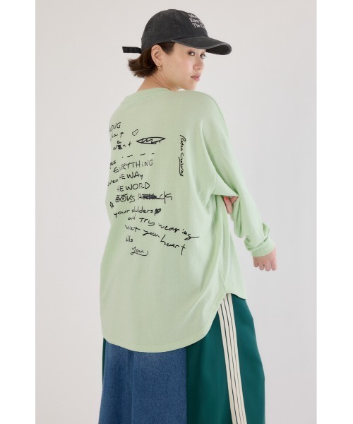 RODEO CROWNS WIDE BOWL(ロデオクラウンズワイドボウル)の「梨地VネックロングスリーブTシャツ(Tシャツ/カットソー・レディース・オフホワイト/ミント/ブラック・FREE)」の1枚目の写真