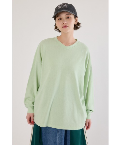 RODEO CROWNS WIDE BOWL(ロデオクラウンズワイドボウル)の「梨地VネックロングスリーブTシャツ(Tシャツ/カットソー・レディース・オフホワイト/ミント/ブラック・FREE)」の15枚目の写真