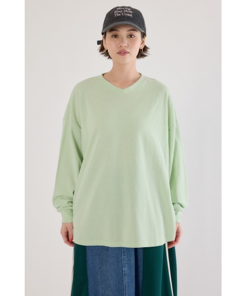 RODEO CROWNS WIDE BOWL(ロデオクラウンズワイドボウル)の「梨地VネックロングスリーブTシャツ(Tシャツ/カットソー・レディース・オフホワイト/ミント/ブラック・FREE)」の19枚目の写真