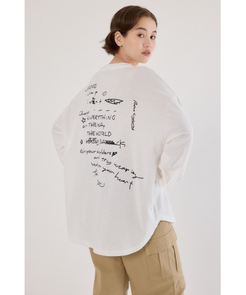 RODEO CROWNS WIDE BOWL(ロデオクラウンズワイドボウル)の「梨地VネックロングスリーブTシャツ(Tシャツ/カットソー・レディース・オフホワイト/ミント/ブラック・FREE)」の6枚目の写真