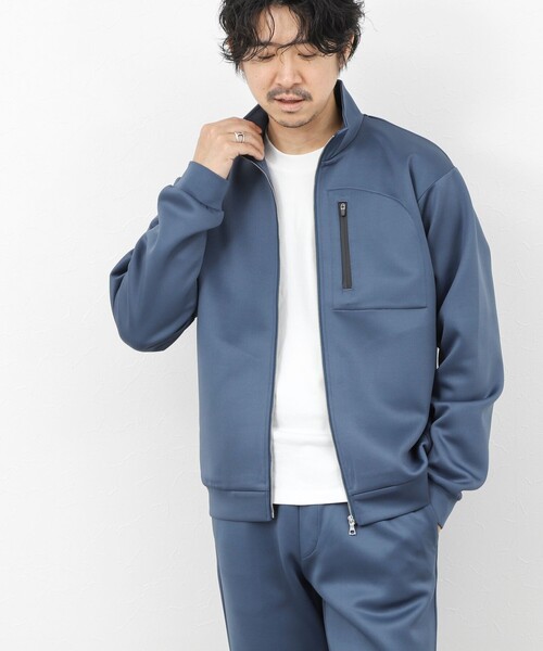 NOLLEY’S（ノーリーズ）の「《セットアップ対応》ダブルニット スタンドカラー ジップブルゾン 26SS（ブルゾン・メンズ・グレイッシュブルー/グレー/ブラック・XL/L/M/S）」の5枚目の写真